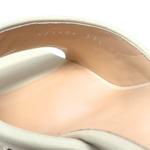 NWT Gucci GG Logo Marmont Platform Heels White Stud Claire Fluted Sandals EU37.5 - Picture 9 of 11